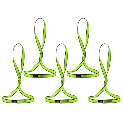 18MM Nylon Climbing Sling Runner 23KN CE2008/EN566 Rock Climbing Webbing Straps for Outdoor Climbing, Rappelling, Swing, Yoga Hammock etc - color: Green|60cm/24inch|5PCS