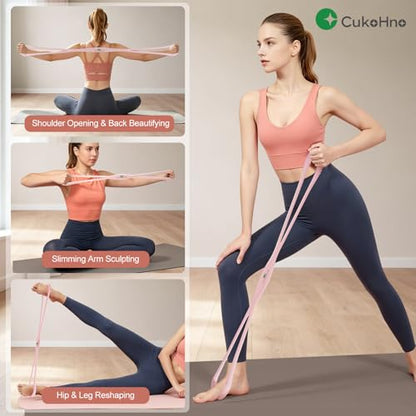 Resistance Bands,Figure 8 Resistance Bands,15LBS Chalk Pink | Silicone Elastic Workout Bands for Arm,Back,Chest & Shoulder,Yoga Pilates Physical Therapy Stretching Equipment