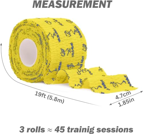 WARM BODY COLD MIND 1.85" Weightlifting Thumb Tape - Hook Grip Tape for Powerlifting, Cross Training, Gym Tape, Workout, Weight Lifting Tape, Athletic Finger Wrap (Yellow 3 Rolls) - color: 3 rolls yellow