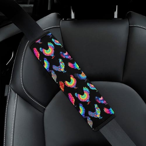 2 Pack Colorful Chicken Funny Rooster Chickens Car Seat Belt Pad Universal Soft and Comfortable Harness Pads Strap for Adult Use, Most Cars, Easy Install (No Tool) - color: Pattern 1246