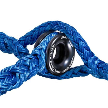 Pelican Rope Arborist Sling, USA Made 5/8" Adjustable Rigging Block Sling with Aluminum Ring - Single-Head, 14,800 LBS MBS / 1,480 LBS WLL, 12 Strand Blue Polyester, Tree Climbing Gear, 10 FT - style: Single-Head | 5/8" - 10 FT
