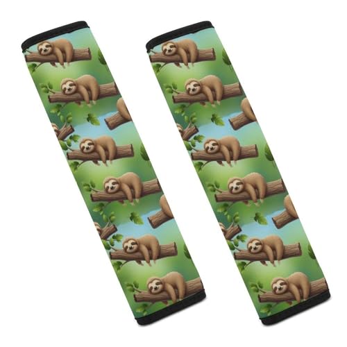 2 Pack Cute Sleep Sloth Car Seat Belt Pad Soft Padded Harness Pads Strap for Child, Car Seats Pushchair Strollers High Chair Pushchair, Anti-Slip Pad - color: Pattern 651