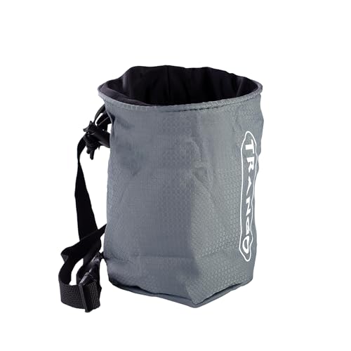 Trango Topout - Chalk Bag w/Adjustable Belt | Designed with a deployable stretch hood, low-profile stash pocket and adjustable belt to contain chalk inside a pack - color: Silver