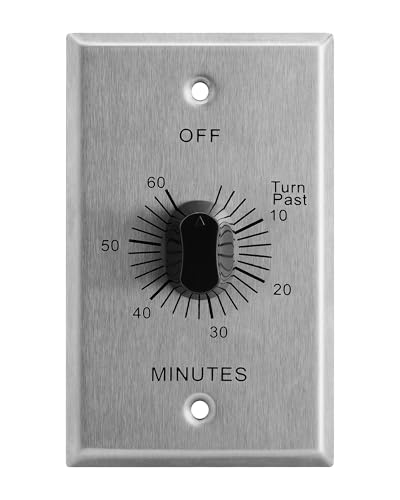 SURAIELEC Mechanical Countdown Timer Switch Commercial Style Metal Plate | Up to 60 Minutes,Programming-Free Spring Wound Timer Switch No Neutral Required, Ideal for Home and Offices, ETL Listed - color: Stainless Steel Color