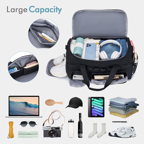Tactical Gym Bag for Men 40L Sports Duffel Bags 3 in 1 Travel Duffel Bag with Shoe Compartment Waterproof Workout Backpack Carry On Bag for Overnight Weekender Travel Black - style: 40l-black