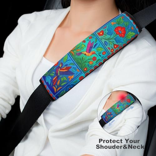 2 Pack Hummingbird Animal Flower Car Seat Straps Shoulder Pads Universal Soft and Comfortable Seat Belt Cushion for Adults and Children, Stroller Pushchair High Chair - color: Pattern 272