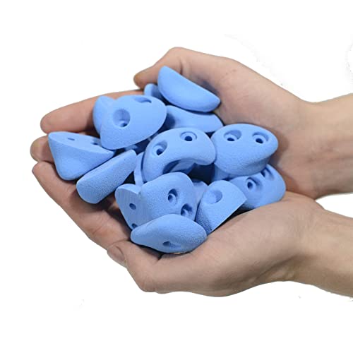 Atomik Rock Climbing Holds Set of 20 Screw-On Classic Footholds Set 2 in Blue