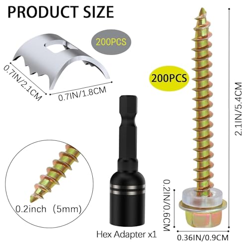 200 Pcs Stainless Steel Fence Staples Fence Nails for Softwood Reusable Fence Nails for Wire Mesh & Woven Fencing,Fence Fasteners with Wire Fixer, Easy Install & Remove with Power Drill - size: 200 Pcs