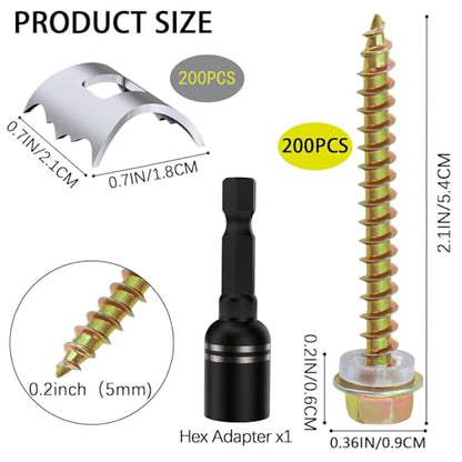 200 Pcs Stainless Steel Fence Staples Fence Nails for Softwood Reusable Fence Nails for Wire Mesh & Woven Fencing,Fence Fasteners with Wire Fixer, Easy Install & Remove with Power Drill - size: 200 Pcs