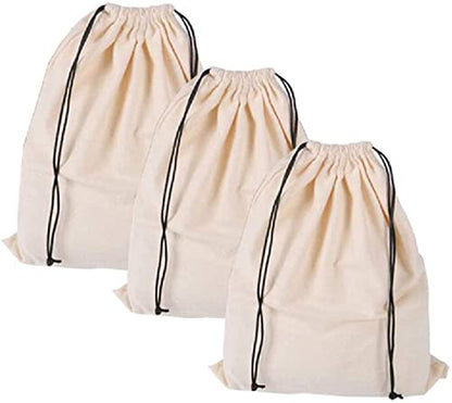 MISSLO Set of 3 Cotton Breathable Dust-proof Drawstring Storage Pouch Multi-functional Bag. Pack 3 S - size: S