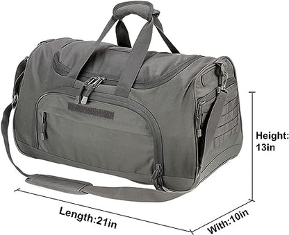 HYKING Gym Bag for Women & Men Tactical Duffle Military Weekender Work Out Lightweight Waterproof Sports Tote Shoe Pocket Gray - color: Gray