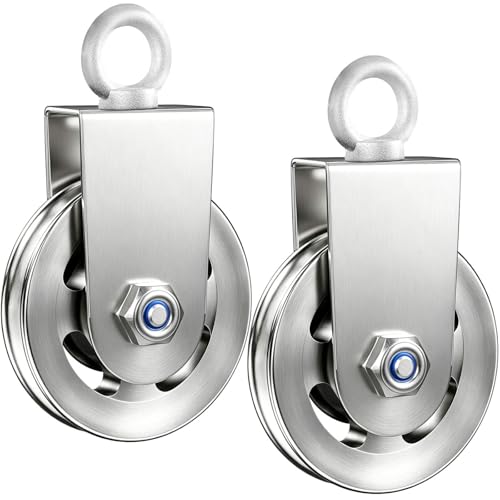 GardenNow Silent Gym Cable Pulley Wheel for Home DIY Gym Pulley System, Upgraded Heavy-Duty Bracket, 3.54 in/90 mm Gym Pulley for Maximum 660LBS Load, Compatible with LAT Pulldown& Cable Exercises - color: silver, size: 2