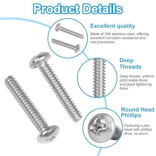 25 Pcs #6-32 x 1 Pan Head Machine Screws, 304 Stainless Steel, Truss Head Bolts, Full Thread, Bright Finish, Phillips Drive for Furniture Repairs and 3D Printer - size: #6-32 x 1"