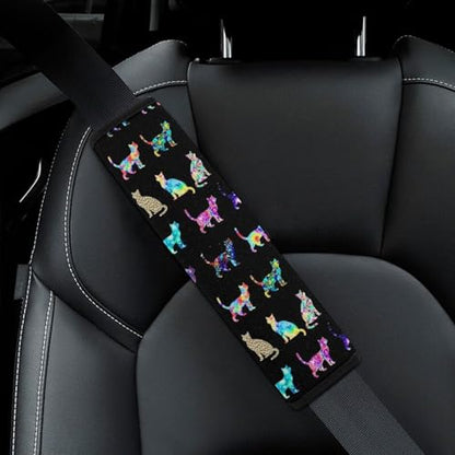 Soft Padded Car Seat Belt Pad for Child, Most Cars, 2 Piece Colorful Cats Seat Belt Cushion Comfortable Driving - color: Pattern 696