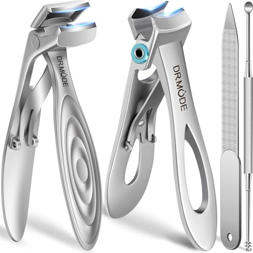 Toenail Clippers for Thick Nails for Seniors, Angled Head Large Toe Nail Clippers for Men with Catcher, Heavy Duty Wide Opening Fingernail Clippers Nail Cutter- Silver - style: Silver Wide Opening & Angled Head