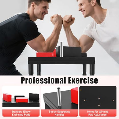 Professional Arm Wrestling Battle Table, 2200LBS Standard Arm Wrestling Table Adjustable Competition Wrist Strength Training Support Plate Equipment with Elbow Pads for Gym Club Sports Fields Homes