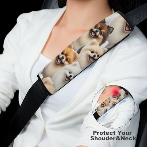 2PCS Pomeranian Dog Car Seat Belt Pad Universal Soft and Comfortable Harness Pads Strap for Kids, Car Seats Pushchair Strollers High Chair Pushchair - color: Pattern 754