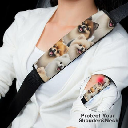 2PCS Pomeranian Dog Car Seat Belt Pad Universal Soft and Comfortable Harness Pads Strap for Kids, Car Seats Pushchair Strollers High Chair Pushchair - color: Pattern 754