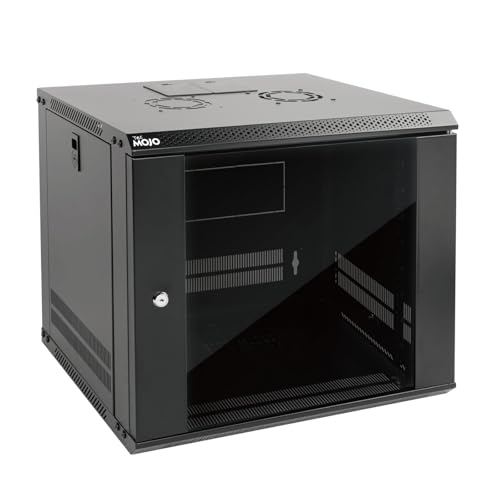 Tecmojo 9U Wall Mount Server Cabinet IT Network Rack Enclosure Lockable Door and Side Panels Black,Cooling Fan, Glass Door, 17.7inch Depth,for 19” IT Equipment, A/V Devices - color: Black