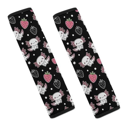 2 Pack Cute Axolotl Strawberry Funny Pink Seat Belt Cover Universal Fit Seat Belt Cushion for Kids, Stroller Pushchair High Chair, Neck and Shoulder Support - color: Pattern 584