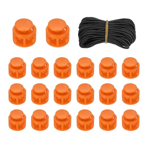uxcell 20 Pcs Double Hole Cord Locks with 32.8 ft Elastic Cord, 14mm Nylon Spring Toggle Stopper Clip for Backpack Shoelaces Drawstring Paracord Pants, Orange - color: Orange, size: 14mm