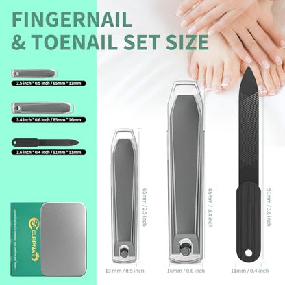 Nail Clippers for Men with Catcher, CLPPNA 2-Pack Large & Small Anti-Splash Nail Clippers Set, Ultra Sharp Sturdy Fingernail and Toenail Clipper Cutters for Men Women, Black - style: 3PCS(Big&Small Nail Clippers)