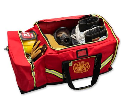 Lightning X Products Fireman Premium 3XL Firefighter Rescue Step-In Turnout Fire Gear Bag With Shoulder Strap & Helmet Pocket (Red) - color: Red