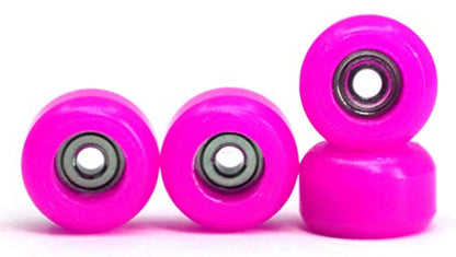 Teak Tuning CNC Polyurethane Fingerboard Bearing Wheels, Pink - Set of 4 Wheels - Durable Material with a Hard Durometer