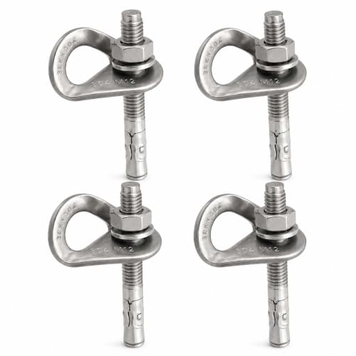 304 Stainless Steel Climbing Anchor Bolt, 30KN Rock Climbing Bolt Hanger, Heavy Duty Climbing Fastening Bolt, Climb Fastening Bolt Safe Fixed Point, 4 Set Rock Climbing Holds