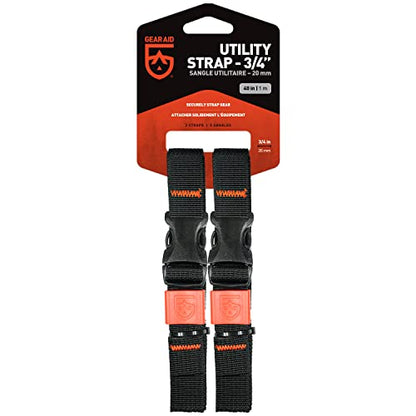 GEAR AID Utility Straps with Side-Release Buckle, Secure and Compress Camping, Biking, Hunting, Boating Gear, 3/4" Width, 40" Length - size: 3/4" x 40", style: 2 Straps