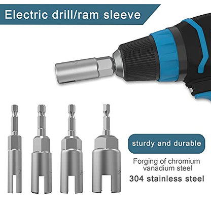 1/4" Hex Shank Nut Driver Power Wing Nut Drill Bit Socket Tool Drive Kit | slotted wing nut drill sleeve wrench wrench kit, panel nut screw eye C-shaped hook bolt （10mm11mm16mm18mm） - size: 4 Pack 4 Size 10mm,11mm,16mm,18mm