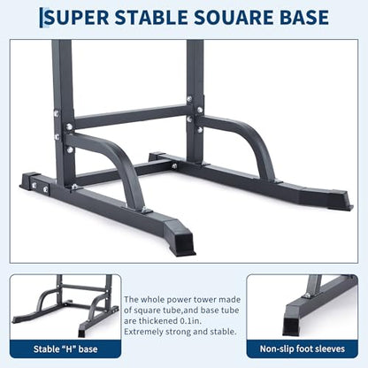 Free Standing Power Tower Pull Up Bar and Dip Station,Adjustable Strength Training Pull-Up Bars for Full Body Workout, Multifunction Dip Station Home Gym for Pull-Ups, Dips, Push-Ups, Leg Raises