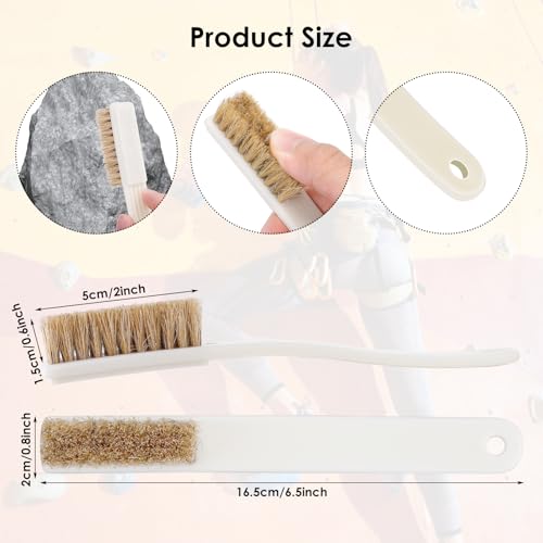 Grevosea Climbing Brush, Firm Rock Bouldering Brush with 4 Rows Thick Boar's Hair Bristles and Long Handle for Indoor or Outdoor Holds and Chalk
