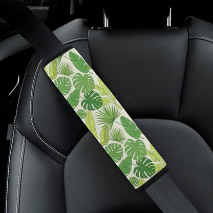 Breathable Seat Belt Shoulder Pad for Adults And Children, Stroller Pushchair High Chair, 2 Pack Tropical Monstera Leaf Botanical Palm Leaves Branch Hawaiian Neck Strap Covers Easy Install (No Tool) - color: Pattern 1255