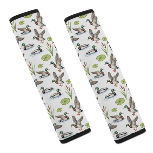 Soft Padded Seat Belt Cover for Girls and Boys, Stroller Pushchair High Chair, 2 Piece Mallard Duck Shoulder Protector Anti-Slip Pad - color: Pattern 292
