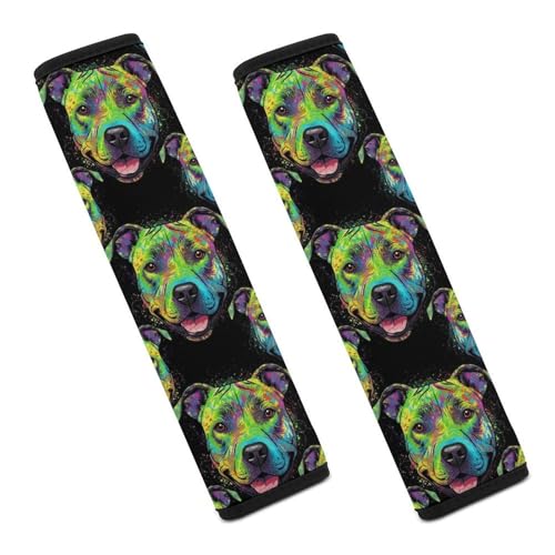 Universal Soft and Comfortable Colorful Bulldog Arts Seat Belt Shoulder Pad for Girls and Boys, Most Cars, 2 Pack Seat Belt Covers Cushion Shock Absorption - color: Pattern 540