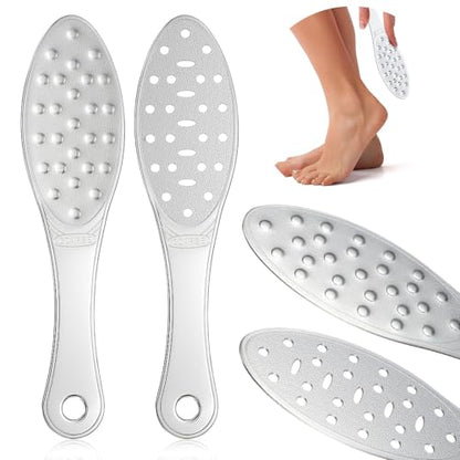 2 Pcs Stainless Steel Foot Scraper Metal Foot File Double Sided File Callus Remover Professional Feet Rasp Scrubber for Wet or Dry Skin Easy to Clean Pedicure Tool Heel (Combination Style) - size: Combination Style