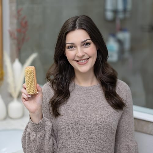 GranNaturals Palm Size Boar Bristle Smoothing Hair Brush - Soft White Bristle Slick Back Hairbrush for Slicking Hair to Create Sleek Style - Natural Wood Handle for Women + Men