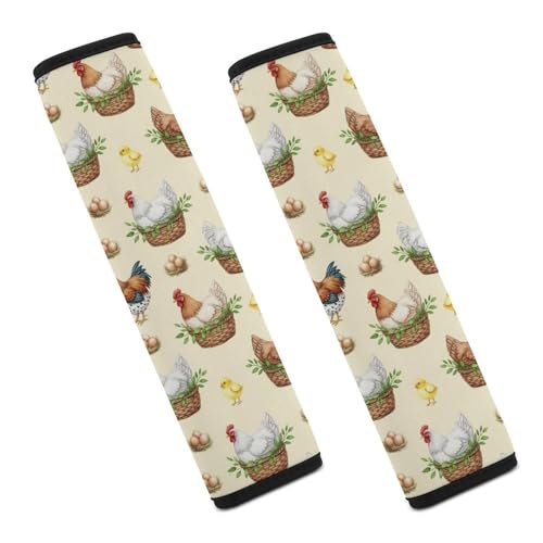 1 Pair Soft Padded Seat Belt Cover for Child, Most Cars, Cute Chicken Farmhouse Shoulder Harness Cover, Neck and Shoulder Support - color: Pattern 1046