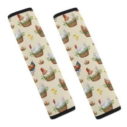 1 Pair Soft Padded Seat Belt Cover for Child, Most Cars, Cute Chicken Farmhouse Shoulder Harness Cover, Neck and Shoulder Support - color: Pattern 1046