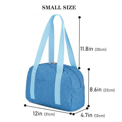 Mini Gym Bag for Women Girls, 12 inch Small Gym Tote, Lightweight Small Carry On Duffle Bag for Travel Sports - color: Navy Blue