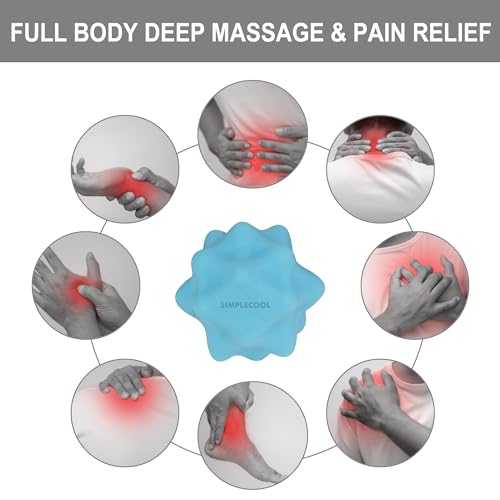 Small Spiky Massage Ball Trigger Point Massage Tool 2.2"×2.1" Blue | Solid Bumpy Massager for Deep Tissue Myofascial Release Hand Foot Plantar Fasciitis Pain Relief Knots Acupoint Yoga Fitness - color: Blue