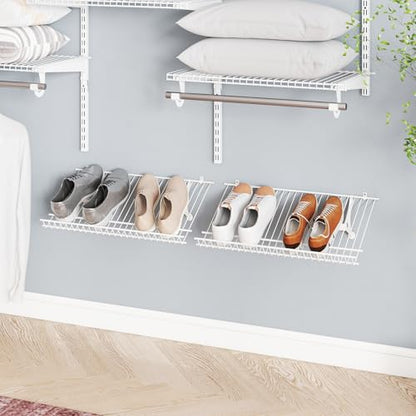 Tangkula 2 Pack Wall Mounted Shoe Rack, Sloping Shoe Organizer with Heightened Edge & Strong Brackets, Hanging Shoe Shelves for Entrance, Hallway, Bedroom, Space Saving