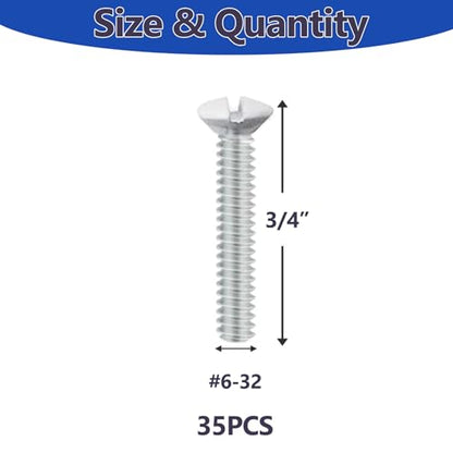 35 pcs 3/4" Wall Plate Screws, White Outlet Screws 6-32 Thread Light Electrical Cover Panel Switch Plate Screws(White） - color: White, size: 3/4 Inch