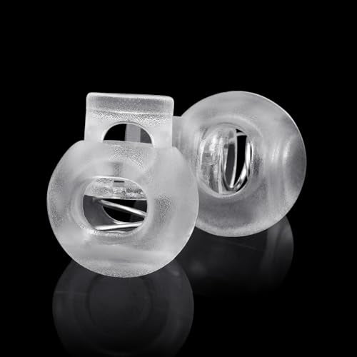 CooBigo 12PCS Plastic Clear Cord Locks for Drawstring, Paracord Spring Toggle Stopper Clasp Sweatpants Hats String Clips Elastic Shoeslace Lock Bungee Swim Goggles Replacement (Transparent), Small - color: 12pcs White