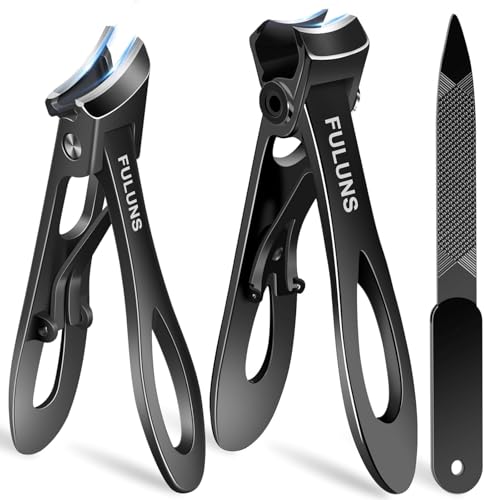 Toenail Clippers for Men Thick Toenails with 16MM Wide Jaw Opening, Large Nail Clippers for Seniors Thick Nails with Long Handle, Heavy Duty Sharp Slanted Nail Cutter Gifts for Men Women Adults - style: Black Slanted Nail Clippers Set