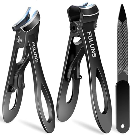Toenail Clippers for Men Thick Toenails with 16MM Wide Jaw Opening, Large Nail Clippers for Seniors Thick Nails with Long Handle, Heavy Duty Sharp Slanted Nail Cutter Gifts for Men Women Adults - style: Black Slanted Nail Clippers Set