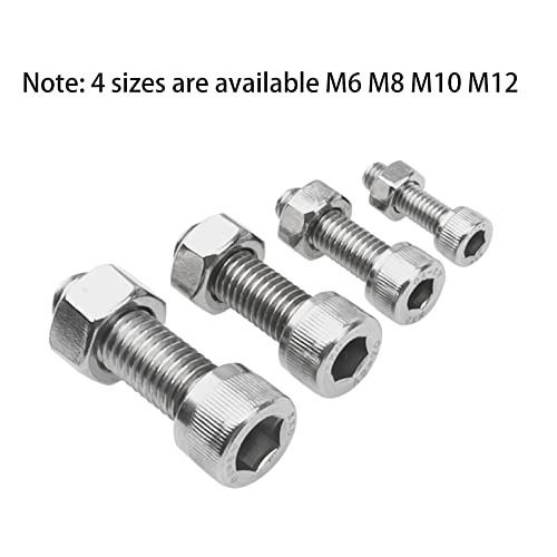 4Pcs 304 Stainless Steel Cylindrical Hollow Hexagon Socket Screw Lamp Threading Through Hole Bolt with Nut (M12x35) - size: M12x35