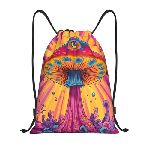 Drawstring Sports Backpacks - Lightweight Swim Gym Bags for Women Men String Sackpack for Beach Travel Yoga(Medium, Psychedelic Mushroom Eyes) - color: Psychedelic Mushroom Eyes, size: Medium