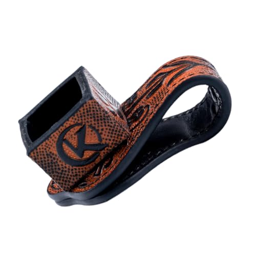 KONLLEN Leather Magnetic Chalk Holder, Pool Cue Accessory | Round or square engraved leather holder keeps billiard chalk secure and easy to reach during pool play. - color: VT Holder-Black